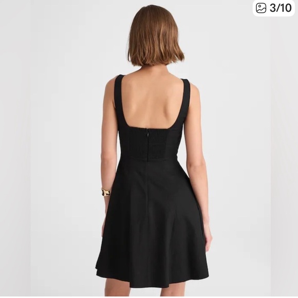 NEW MADEWELL Seamed Open Squareneck Mini Dress in Black Fit & Flare Size 12 - Picture 3 of 8